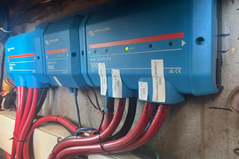 Slide: The Image of Electrical system with Victron Energy components on a 2001 Catana 471 yacht. - 161