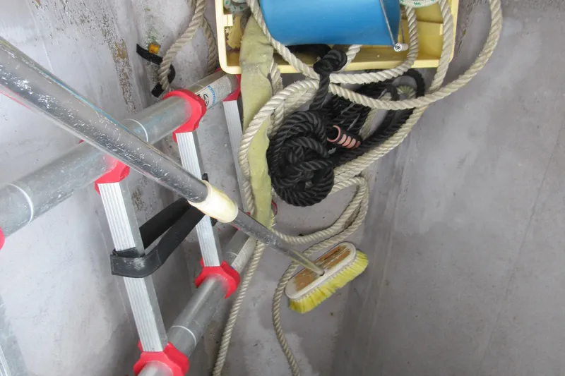 Slide: The Image of Ladder and ropes in Catana 471 sailboat storage, 2001 model. - 42