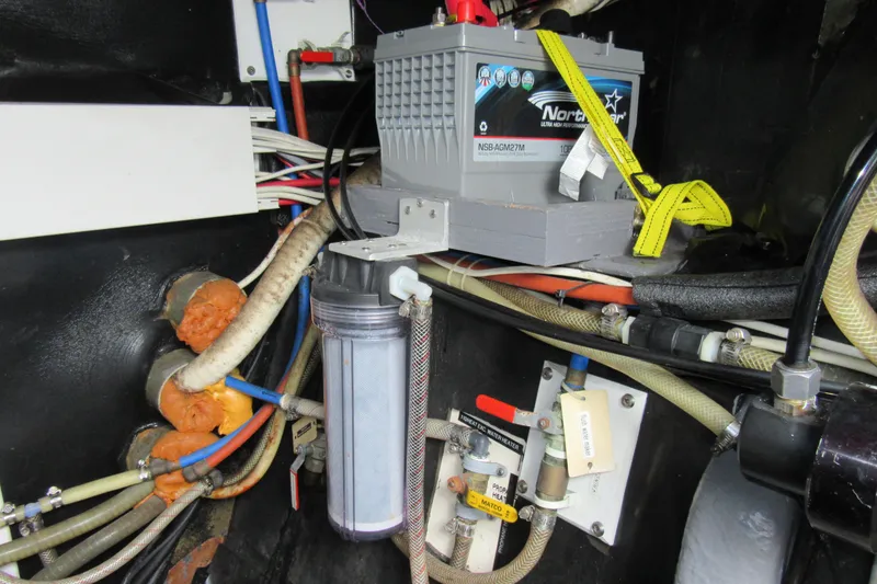 Slide: The Image of Electrical and plumbing system inside a 2001 Catana 471 yacht. - 79