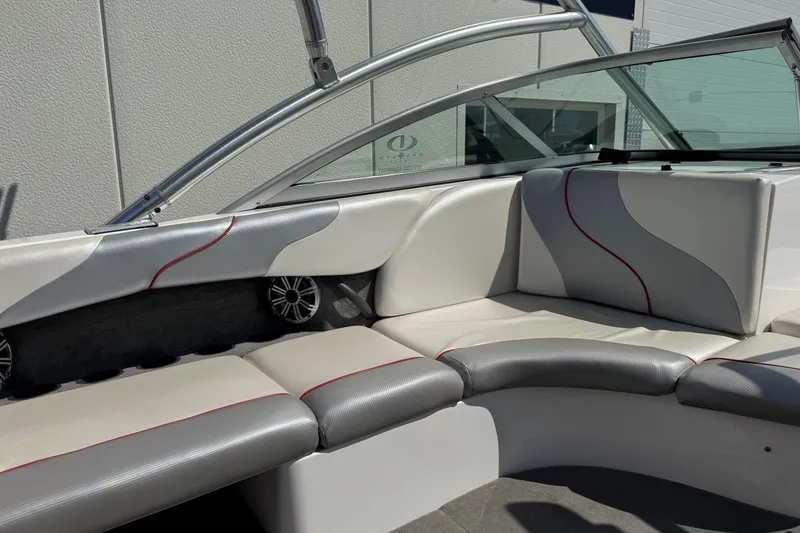 Slide: The Image of 2006 Moomba Mobius XLV interior with stylish seating and modern design. - 10