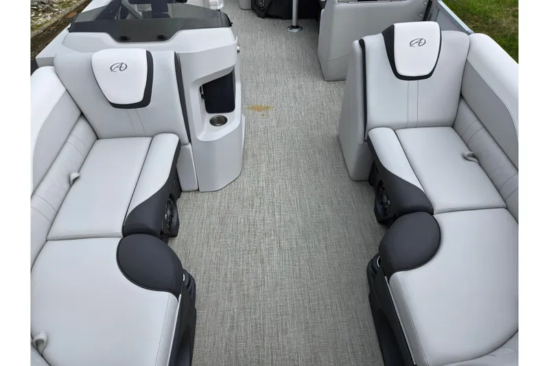 Slide: The Image of 2024 Avalon LSZ Cruise Bench interior with sleek gray seating and modern design. - 11