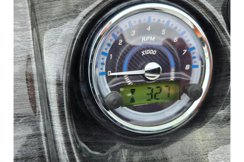 Slide: The Image of 2024 Avalon LSZ Cruise Bench RPM gauge displaying 3.27 x 1000 RPM. - 23