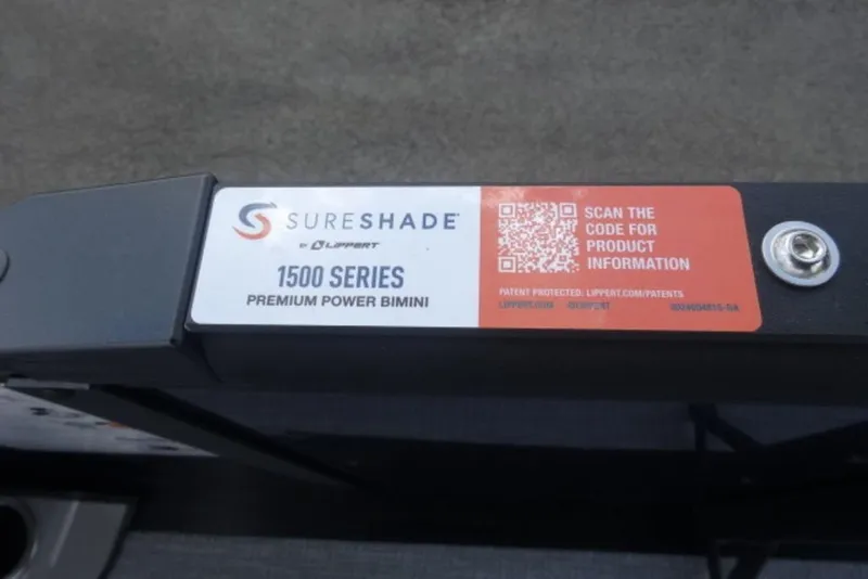 Slide: The Image of SureShade 1500 Series Premium Power Bimini label on Harris Cruiser 230 Heritage Edition, 2026. - 14