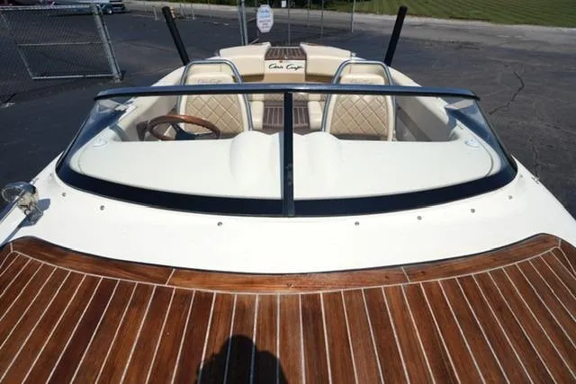 Slide: The Image of 2015 Chris-Craft Capri 21 boat with wooden deck and elegant interior design. - 6
