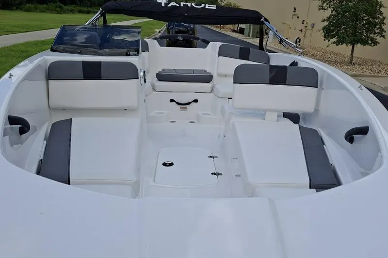 Slide: The Image of 2026 Tahoe T16 boat interior with spacious seating and modern design. - 4
