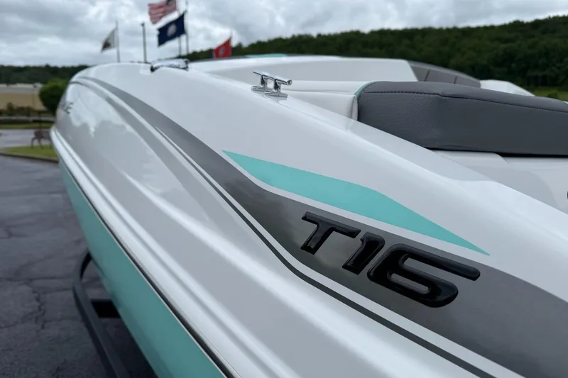 Slide: The Image of 2026 Tahoe T16 boat with sleek design and modern detailing. - 6