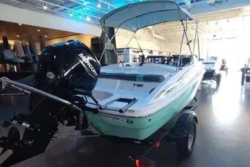 Slide: The Image of 2026 Tahoe T16 boat rear view with motor and propeller. - 4