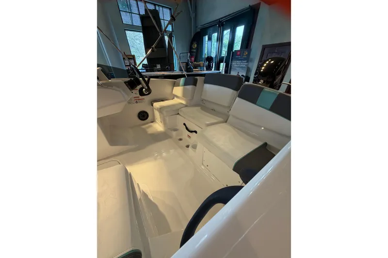 Slide: The Image of 2026 Tahoe T16 boat interior with spacious seating and modern design. - 1