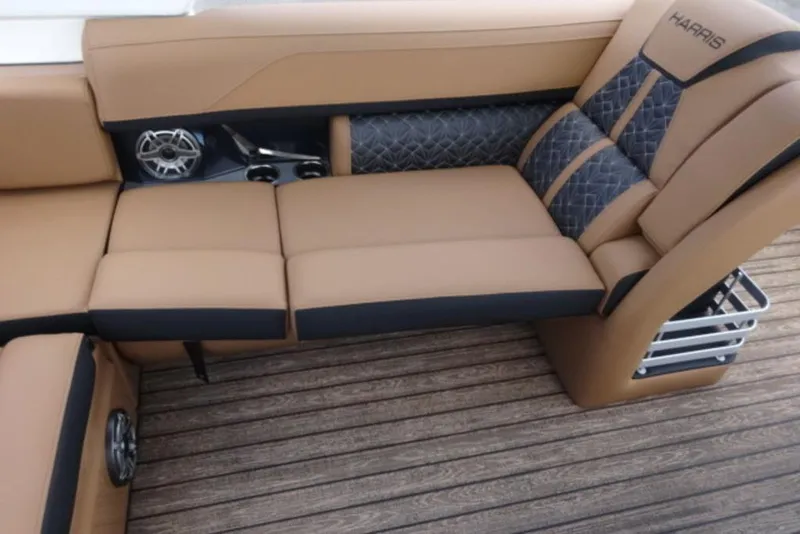 Slide: The Image of Luxurious seating on 2026 Harris Grand Mariner 250 boat, featuring premium upholstery and sleek design. - 15