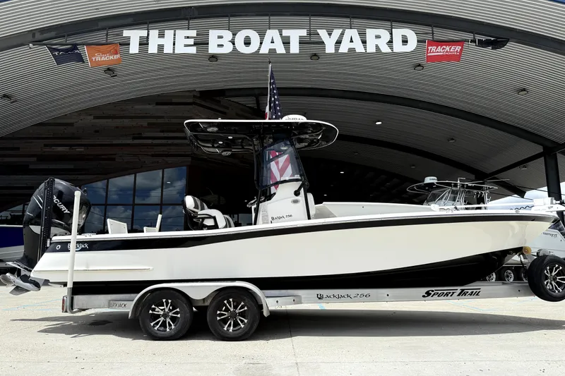Slide: The Image of 2019 BlackJack 256 boat on trailer at The Boat Yard dealership. - 6