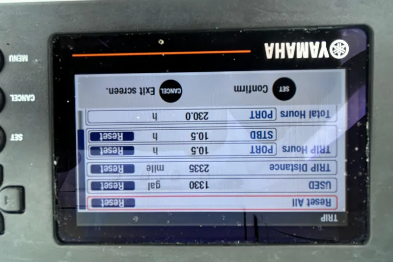 Slide: The Image of Yamaha display screen showing trip data for Sea Hunt Ultra 275 SE, 2020 model. - 17