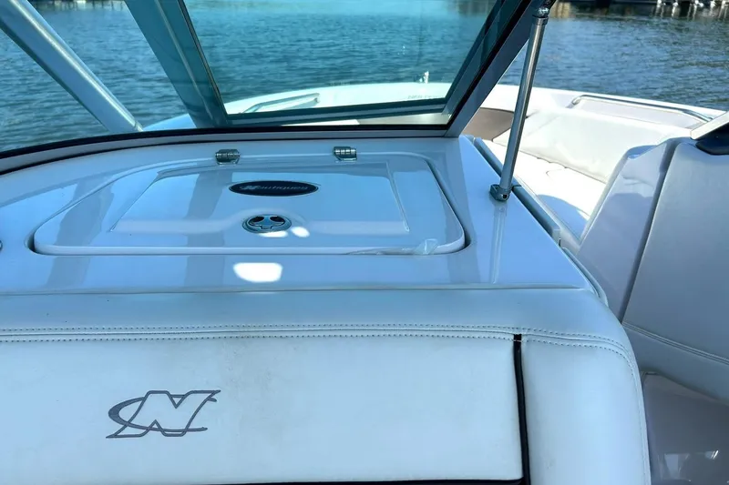 Slide: The Image of 2008 Air Nautique Crossover 236 boat interior with lake view. - 35