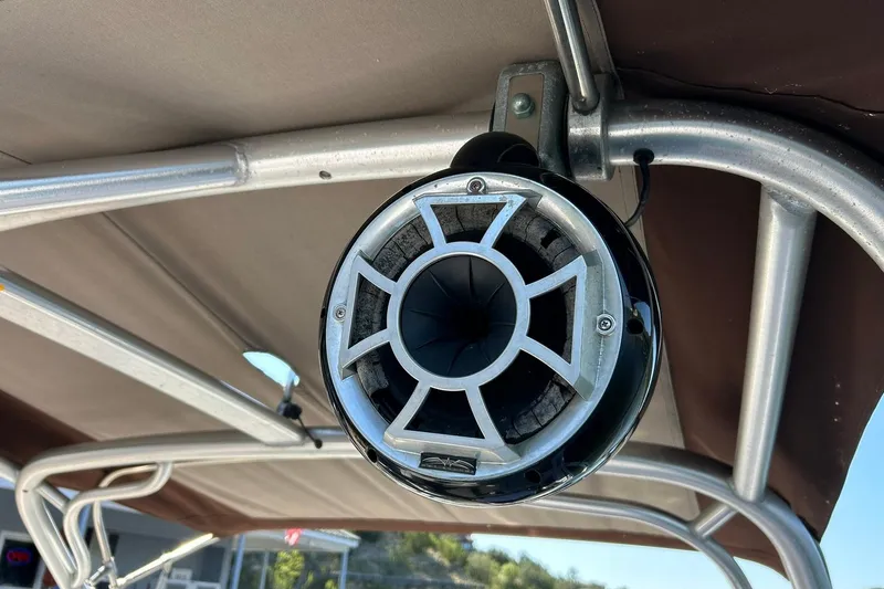 Slide: The Image of 2008 Air Nautique Crossover 236 boat speaker mounted on metal frame. - 51
