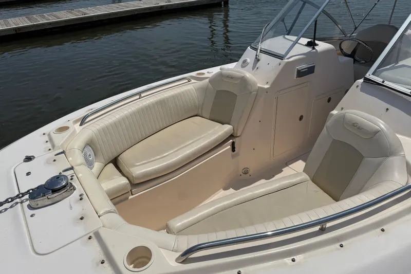 Slide: The Image of 2008 Grady-White Tournament 275 boat with dual Yamaha 150 engines, parked outdoors. - 5