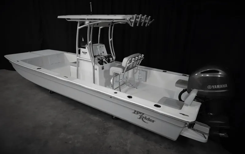 Slide: The Image of 2025 KenCraft 2460 Bay Rider Skiff with Yamaha outboard motor. - 3