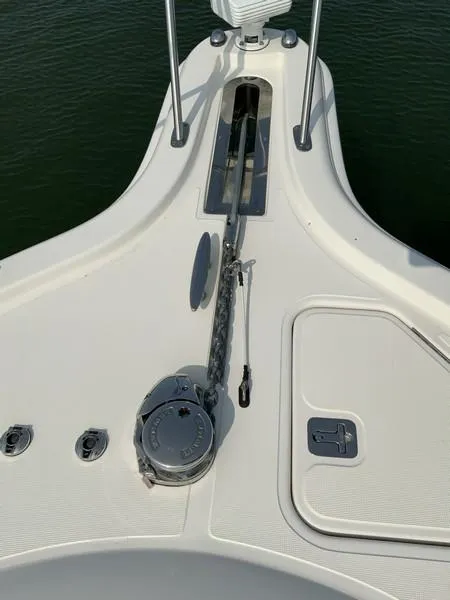 Slide: The Image of Bow of 2013 Tiara Yachts 36 with anchor chain and deck fittings. - 31