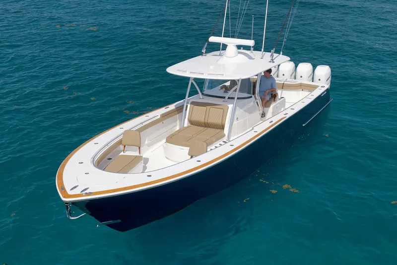 Slide: The Image of 2022 Valhalla Boatworks V-41 cruising on clear blue water. - 5