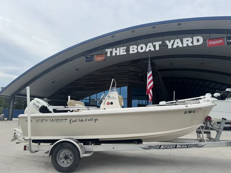 Slide: The Image of 2018 Key West 1720 Sportsman boat on trailer at The Boat Yard. - 2