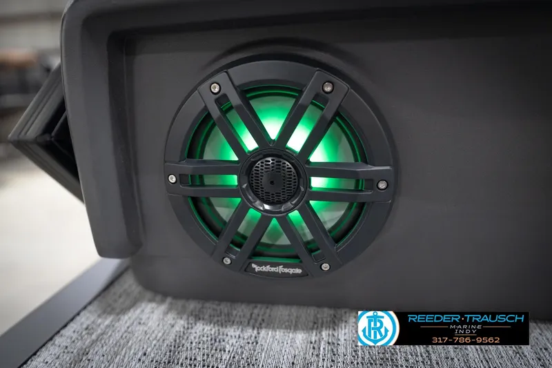 Slide: The Image of Speaker with green LED light on a 2026 Bennington 24 MFB boat. - 100