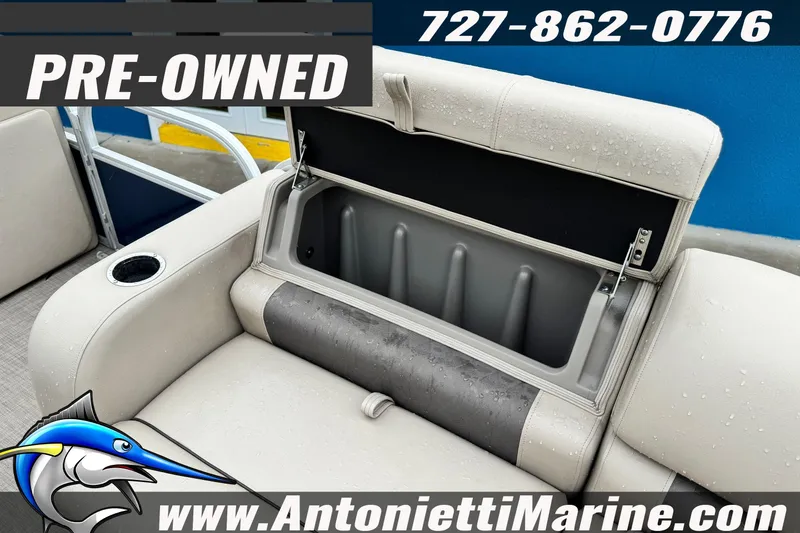 Slide: The Image of Pre-owned 2022 Sun Tracker 22 Sport Fish DLX boat seat with storage compartment. - 17