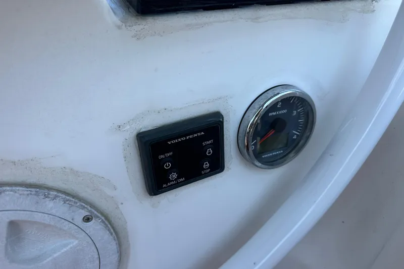 Slide: The Image of Control panel of a 2018 Elan 45 Impressions yacht with Volvo Penta display and RPM gauge. - 33