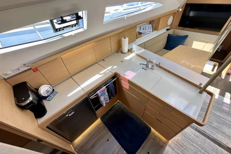 Slide: The Image of Modern kitchen interior of 2018 Elan 45 Impressions yacht with sleek design and ample lighting. - 41