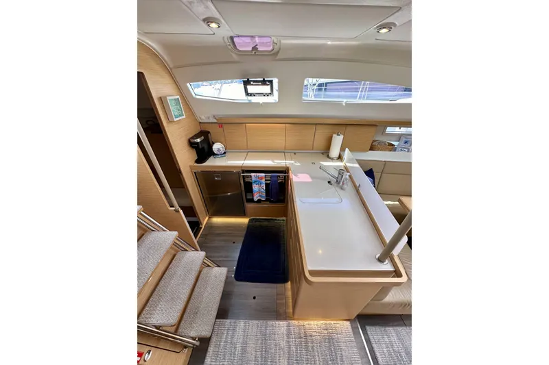 Slide: The Image of Modern kitchen interior of 2018 Elan 45 Impressions yacht with sleek design and ample lighting. - 43