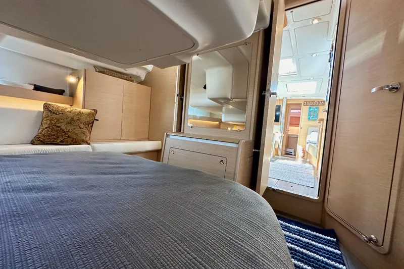 Slide: The Image of Luxurious interior of 2018 Elan 45 Impressions yacht, featuring cozy bedroom and modern design. - 84
