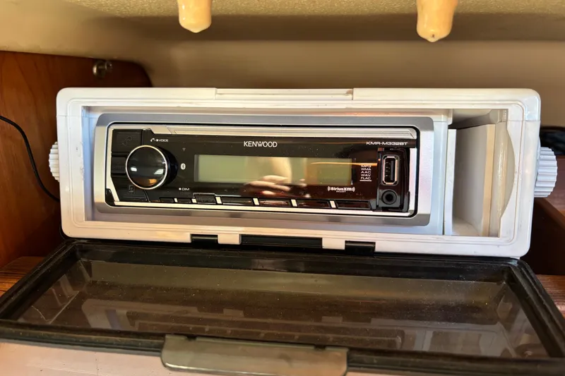 Slide: The Image of Kenwood stereo system in 1981 O'Day 34 sailboat cabin. - 22