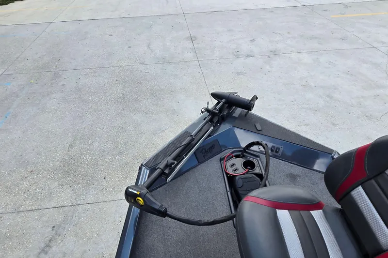 Slide: The Image of 2022 Ranger RT178 boat deck with trolling motor and seating. - 11
