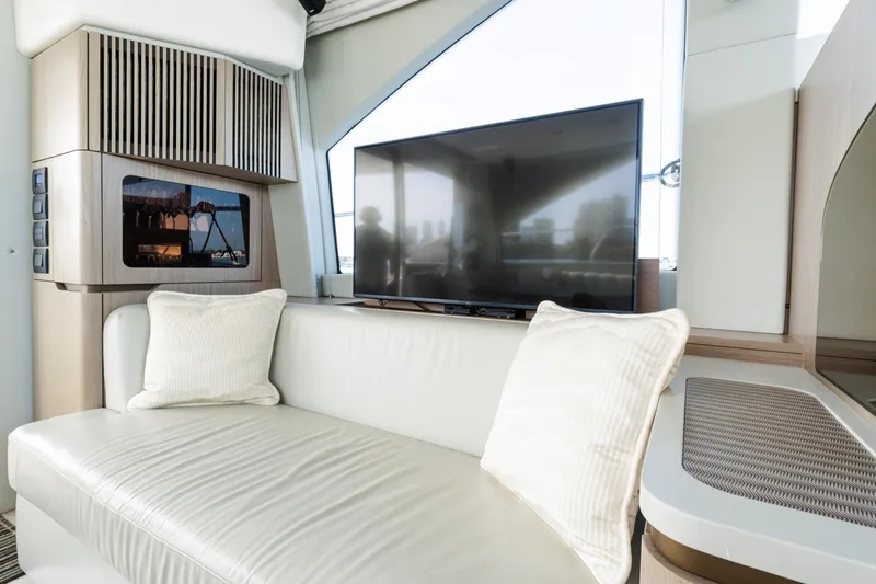 Slide: The Image of Luxurious interior of 2023 Azimut Fly 50 yacht with modern sofa and TV. - 67