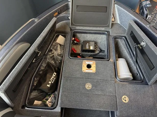 Slide: The Image of Interior view of Lund 189 Tyee GL Sport 2026 boat storage. - 19