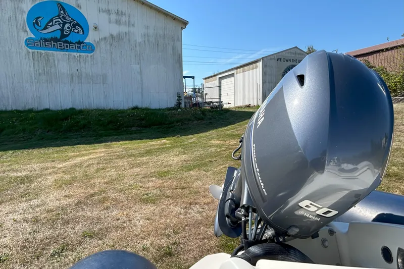 Slide: The Image of Zodiac Yachtline 420 (2016) with Yamaha 60 engine near Salish Boat Co. building. - 9