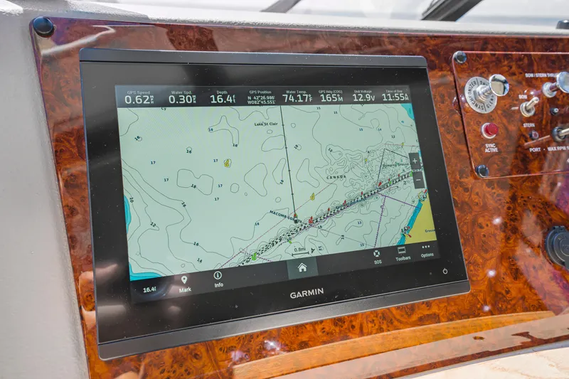 Slide: The Image of Garmin navigation display on 1997 Bayliner 4788 Pilot House Motoryacht dashboard. - 23