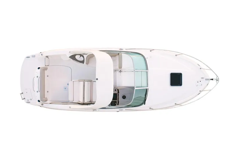 Slide: The Image of Manufacturer Provided Image: Top view of 2018 Chaparral 270 Signature boat with white deck and seating. - 18