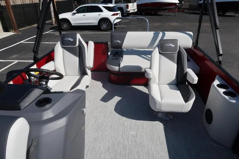 Slide: The Image of 2026 Bennington S Swingback 22 SSB SPS pontoon boat interior with modern seating. - 9