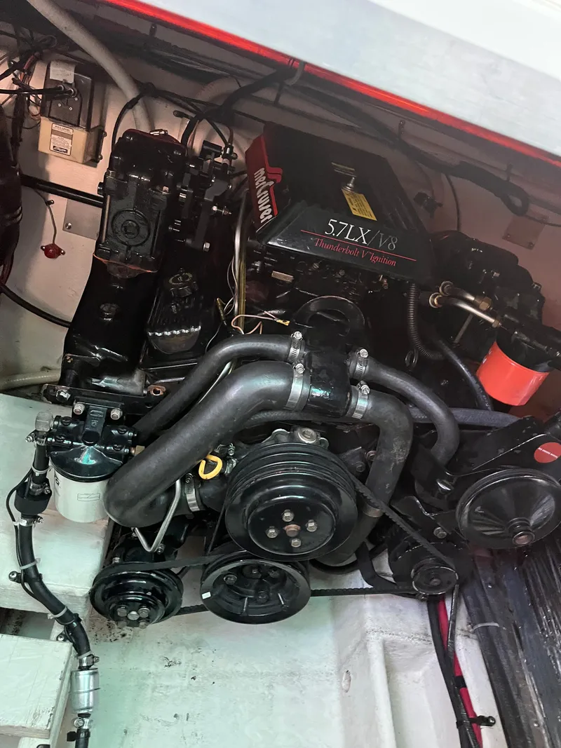 Slide: The Image of Engine compartment of a 1996 Cruisers Yachts 3375 with 5.7LX V8 engine. - 14