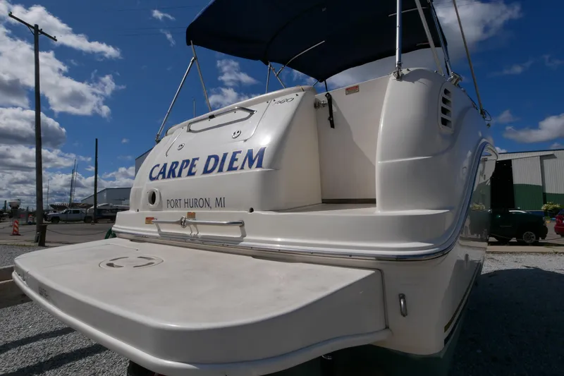 Slide: The Image of 2003 Sea Ray 260 Sundancer boat named "Carpe Diem" docked in Port Huron, MI. - 10