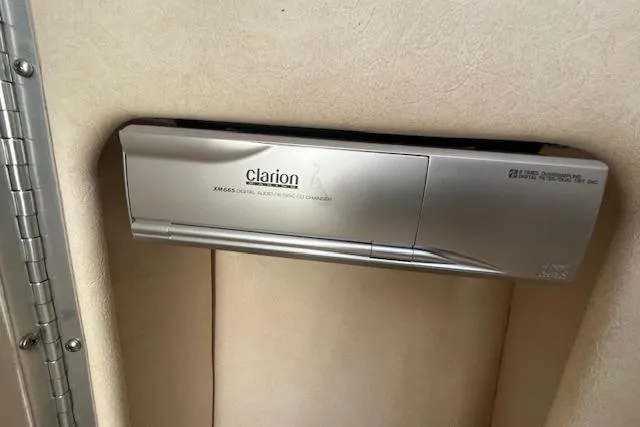 Slide: The Image of Clarion audio system in 2003 Sea Ray 260 Sundancer boat interior. - 40