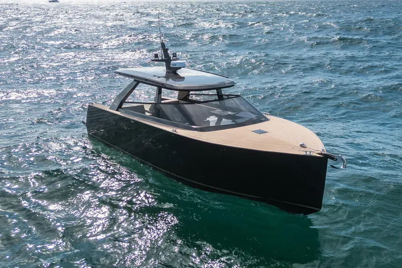 Slide: The Image of 2025 Colnago C38 OPEN yacht cruising on open water. - 1