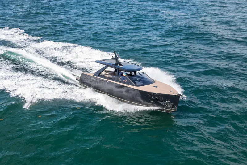 Slide: The Image of 2025 Colnago C38 OPEN yacht cruising on open water, showcasing sleek design and performance. - 35