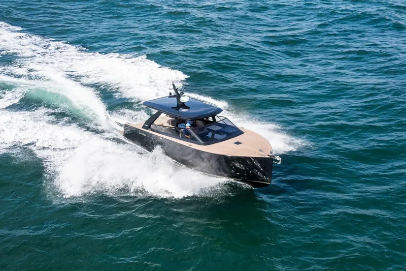 Slide: The Image of 2025 Colnago C38 OPEN yacht cruising on open water, showcasing sleek design and performance. - 39
