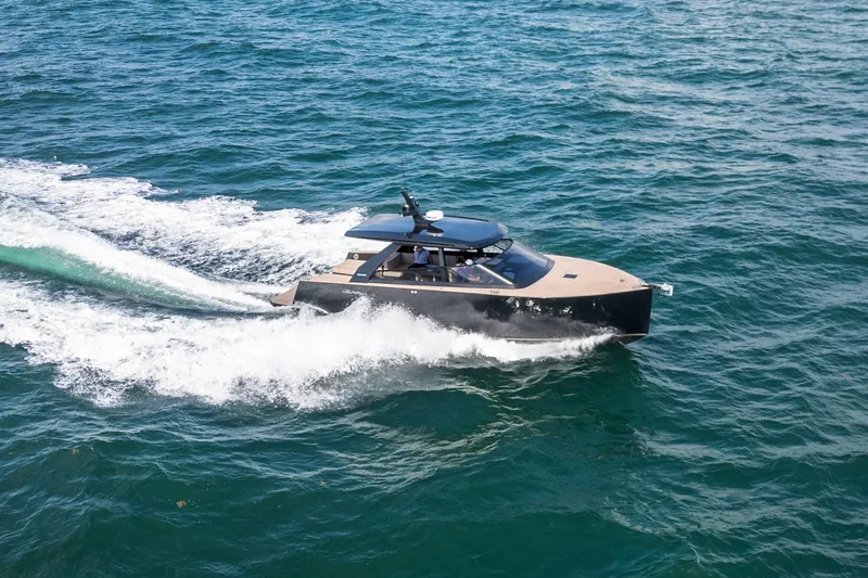 Slide: The Image of 2025 Colnago C38 OPEN yacht cruising on open water. - 41