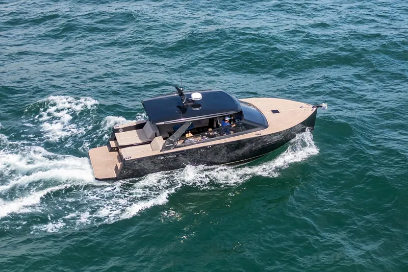 Slide: The Image of 2025 Colnago C38 OPEN yacht cruising on open water, showcasing sleek design and modern features. - 46