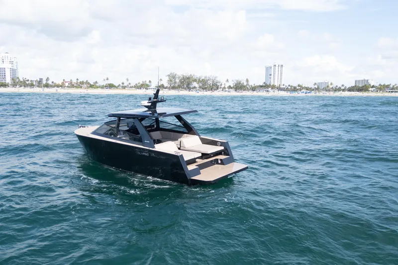 Slide: The Image of 2025 Colnago C38 OPEN boat on ocean near city skyline. - 48