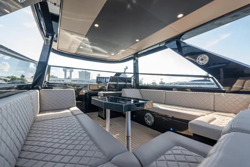 Slide: The Image of Luxurious interior of 2025 Colnago C38 OPEN yacht with elegant seating and modern design. - 66