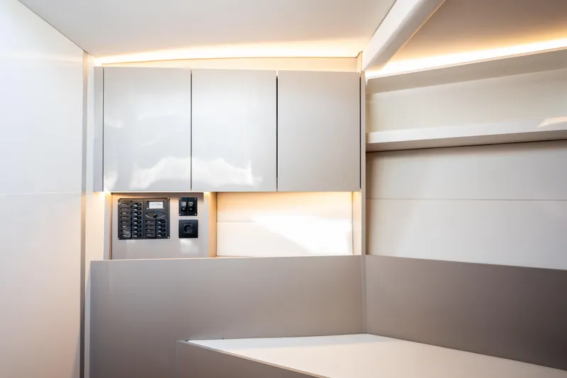 Slide: The Image of Modern interior of 2025 Colnago C38 OPEN yacht with sleek cabinetry and control panel. - 71