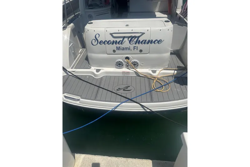 Slide: The Image of 2006 Sea Ray 340 Sundancer boat named "Second Chance" docked in Miami, Florida. - 7