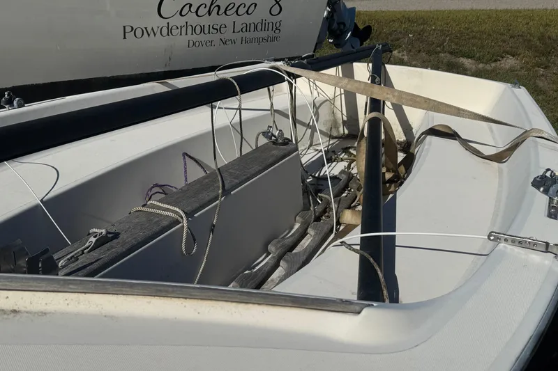 Slide: The Image of 1986 Hobie Cat Holder 14 sailboat with rigging details, Dover, New Hampshire. - 6