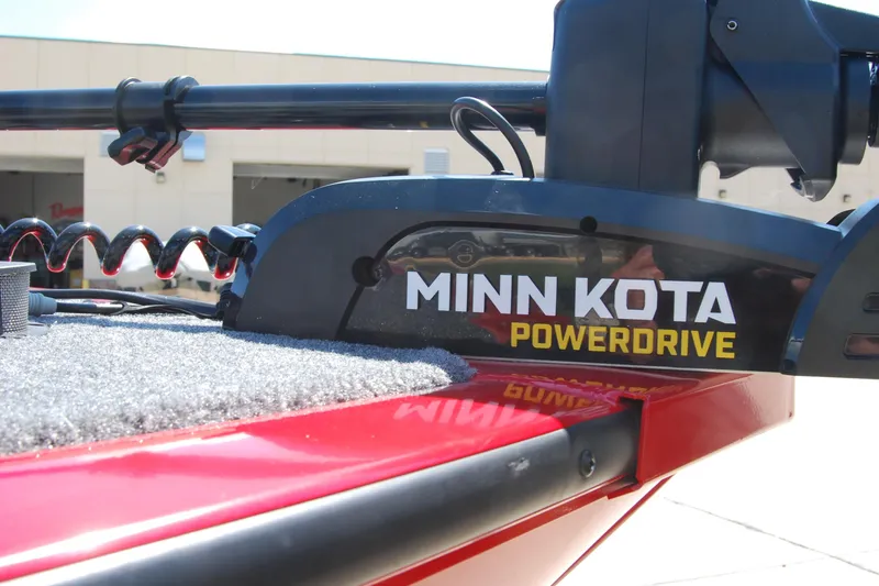 Slide: The Image of Minn Kota PowerDrive on 2026 Tracker Pro Guide V-175 Combo boat, close-up view. - 4